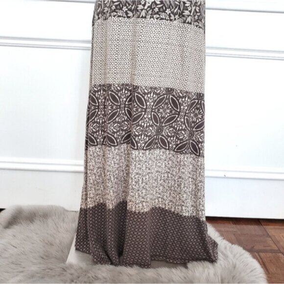 Vintage L.O.G.G Brown/Sandy Paisley Boho Maxi Dress - Picture 9 of 15